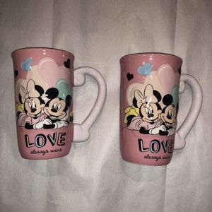 Pair of 2 New Disney Mickey & Minnie Mouse Ceramic Coffee Mugs - Valentines Day